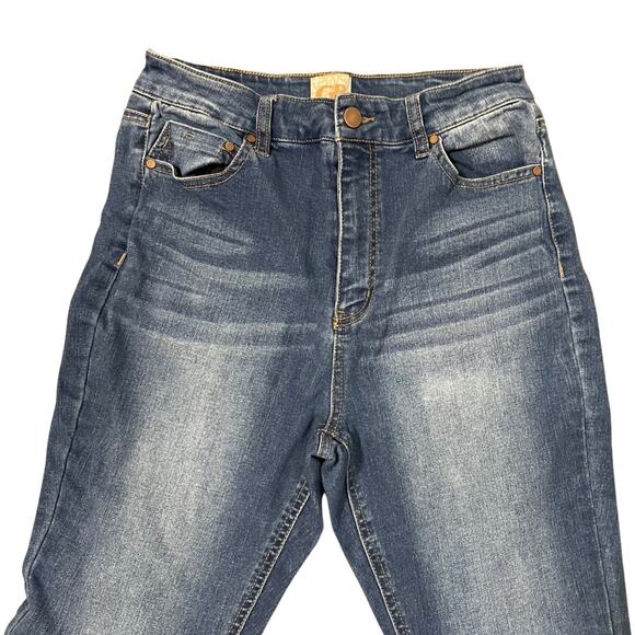 GB Juniors Wide Leg Flare Jeans Stretch Denim High Waist Crop Faded Juniors sz 7 - Picture 3 of 8